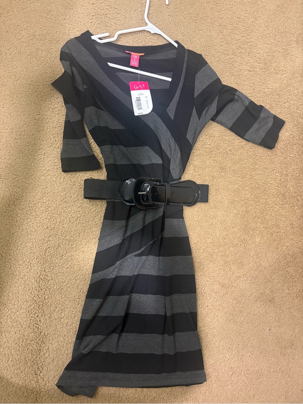 Catch My I Black and Gray Striped Midi Dress